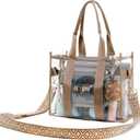 Getgto Clear Bags for Women Tote Bag, Crossbody Bag, Stadium Approved Clear Purse for Sports Events, Concert, Work & Beach