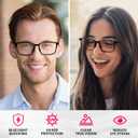 AMBEYE TR90 Blue Light Glasses - Bluelight Blocker Anti Eyestrain UV Protection Rectangle Frame & Clear Lens for Men Women (Black)