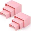 Chuangdi 2 Sets Acrylic Display Risers, Product Stand, Jewelry Display Riser Shelf Showcase Fixtures for Dessert Cupcake Candy Figure Treat Action Showcase(Pink,Small Set)