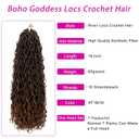 Goddess Locs Crochet Hair 18 Inch 7 Packs Ombre Brown Boho Faux Locs Crochet Hair for Black Women Pre Looped Crochet Locs with Curly Ends (1B/30)