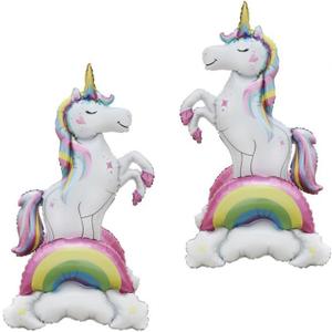 2pcs Giant Self-Standing Unicorn Balloons 3D Magical Rainbow Cloud Unicorn Foil Balloons for Girls Birthday Baby Shower Party Decorations