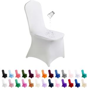 SuperO Waterproof Spandex Chair Cover 12PCS, Stretch Dining Chair Covers, Polyester Outdoor Chair Covers, Protector Stretch Chair Cover for Party Universal, Banquet, Wedding Event, Hotel(White)