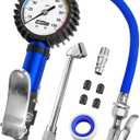 GERCHWAY Tire Inflator with Pressure Gauge and Longer Hose - Most Accurate, Heavy Duty Air Chuck with Gauge for Air Compressor Tire Inflator Attachment - 100PSI