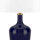 Henn&Hart 25" Tall Table Lamp with Fabric Shade in Navy Blue/White
