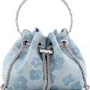 Ayliss Women Evening Handbag Mini Clutch Rhinestone Pouch Crossbody Handbag Purse Top Handle Floral Shoulder Bag Prom (Blue)