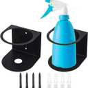 2-Pack Heavy Duty Metal Spray Bottle Holder with Single Hole - Wall Mount Organizer, Easy Install, Space Saving, Universal Fit - Includes Mounting Hardware for Garage & Home