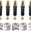 50 Sets Furniture Connecting Cam Lock Fittings with Dowel Cam Lock Connectors Furniture Fastener Screws Nut for Wardrobe and Cabinet