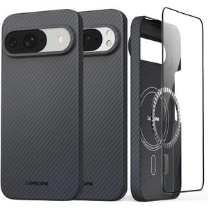 Thinborne Google Pixel 9 Pro and Pixel 9 Case, [600D Aramid Fiber] [Magnetic] [Ultra Thin] [Minimalist Style] [Carbon Fiber] - Black