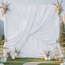 60ftx12ft White Backdrop Curtain for Wedding Parties, 12 Panels Wrinkle Free Polyester Photo Backdrop Drapes Back Drop Cloth for Birthday Photography Background