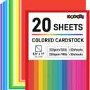 2 x Koogel 20PCS Colored Paper, Including 10 Sheets 50lb/120gsm Construction paper & 10 Sheets 90lb/250gsm Assorted Color Cardstock, for DIY Crafts, School Teaching Supplies