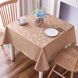Smiry Square Table Cloth, Waterproof Heavy Duty Vinyl Tablecloths, Wipeable Washable Table Cover for Kitchen and Dining Room (Tan, 54" x 54")