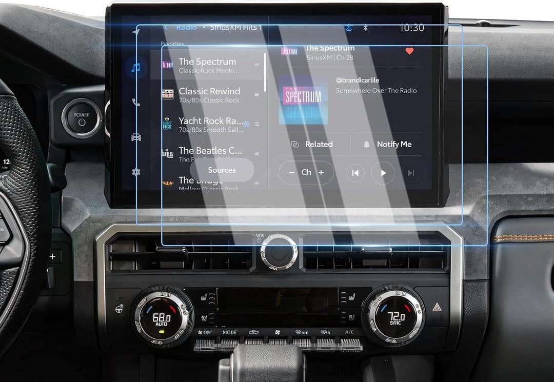 [Upgrade]Karltys 2 Pack Toyota Tacoma 2024 2025 2026 14-Inch Screen Protector [No Glare & Fingerprint] for Models Limited/TRD Pro/Trailhunter Touchscreen, 2025 Tacoma Accessories Navigation Protective Film