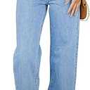 Women  Wide Leg Jeans High Waisted Stretchy Straight Leg Jeans Loose Trendy Denim Size 12