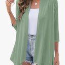 Uvog Women's 3/4 Sleeve Draped Open Front Cardigan Casual Loose Lightweight Cardigans, XL