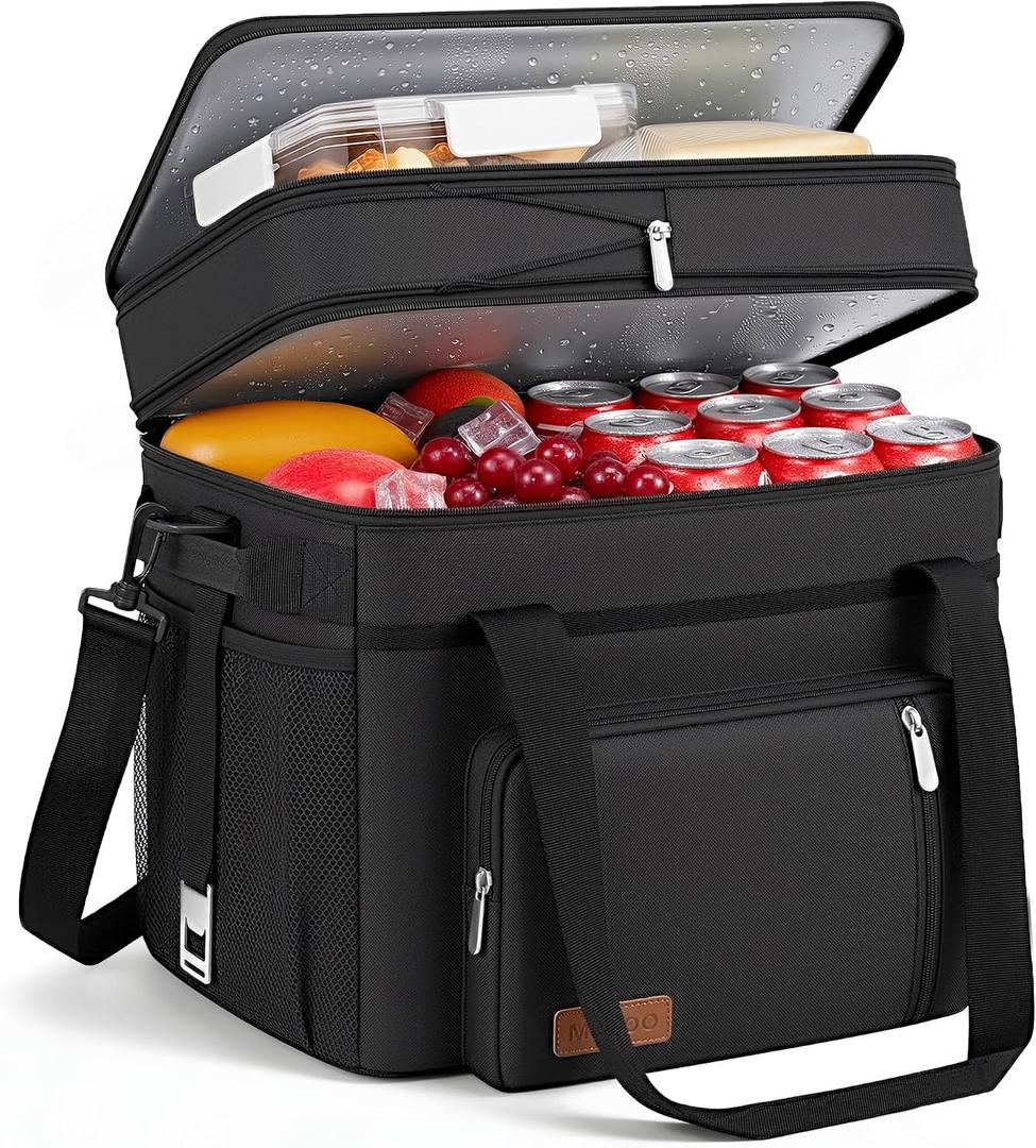 MIYCOO Cooler Bag Double Deck - 60 Can Leakproof Insulated Portable Soft Lunch Cooler, Extra Large Expandable Ice Chest Cooler for Beach, Picnic, Camping, Shopping, 30L