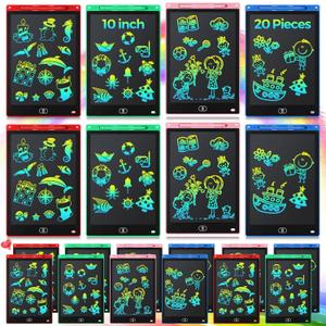 20 Pcs LCD Writing Tablet for Kids 10 Inch Electronic Doodle Board Colorful Screen Doodle Board Erasable Pad Drawing Pad for Kids Toddler 6 Years Old Educational Learning Toy (Black Screen)