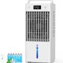 Feculs Portable Windowless Air Conditioners, 3-IN-1 Swamp Cooler, Evaporative Air Cooler, 6 Speeds & 3 Modes, 3-Gal Water Tank for Cooling, 20 FT/S Remote Control, Portable Air Cooler for Indoors