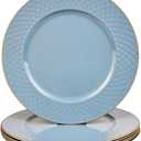 Light Blue Charger Plates, 13" Round Chargers for Dinner Plates, Plastic Chargers for Parties, Table Setting, Holidays, (Set of 6)