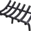 Fireplace Grate 17 Inch Solid Round Steel 3/4" Bar Heavy Duty Firewood Stove Log Holder Rack Grates Wrought Cast Iron Indoor Outdoor Camping Chimney Hearth Wood Burning Fireplace Accessories Tools