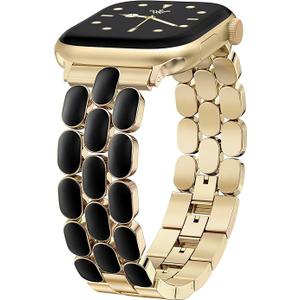 Wearlizer Metal Band Compatible with Apple Watch Bands for Women 40/38/41/42/44/45/46/49mm, Enamel Stainless Steel Strap for iWatch Series 11-1 SE/Ultra