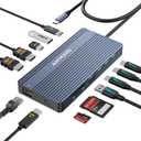 ANYOYO USB C Docking Station, 14 in 1 USB Hub for 3 Monitors, Dual 4K@60Hz HDMI & USB-C Video, 4xUSB-C(10Gbps),3X USB-A, Ethernet, SD/TF& 3.5mm Audio  Multiport Adapter for Lenovo/Dell/HP (Gray)