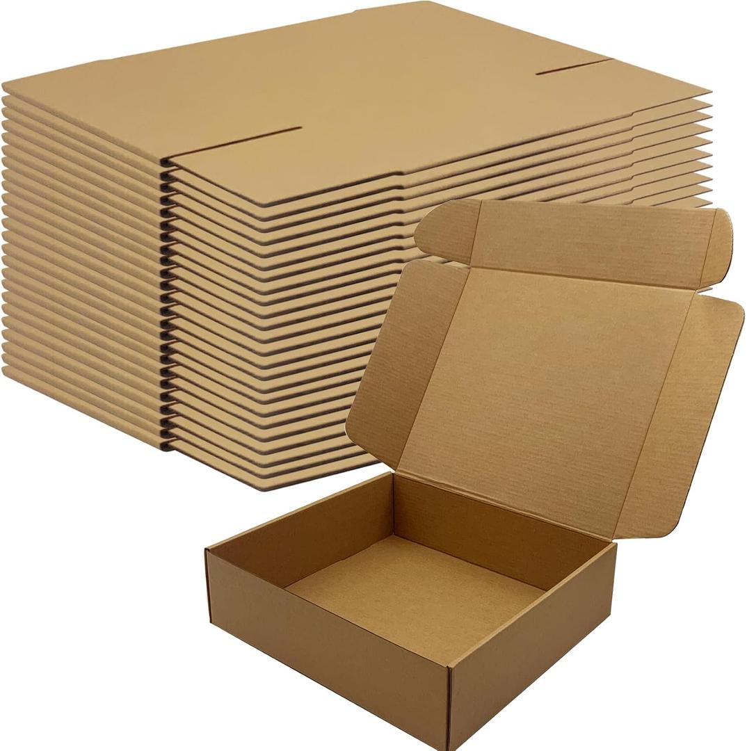 11x9.6x3 Inches Shipping Boxes Set of 25Brown Cardboard Boxes Recyclable Corrugated Mailers for Small Business, E-commerce, Gift Packaging Storage Boxes Products Box Self-Locking Folding Boxes