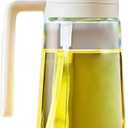 Oil Spray Bottle, 2 in 1 Oil Dispenser and Oil Sprayer, 16 oz Premium Glass Oil Sprayer for Cooking, Food Grade Oil Spray Bottle for Air Fryer, Salad, BBQ (Beige)