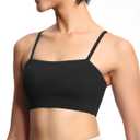 THE GYM PEOPLE Women's Adjustable Spaghetti Strap Sports Bras Wirefree Workout Tops with Removable Padded (Large, Black)