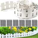Garden Edging 33FT LOLEDE, 4.6IN Tall White Landscape Edging Border with 60 Stakes, Flexible Plastic Lawn Edging for Yard, Flower Beds,Tree Rings, Walkways & Garden BordersSquare-White