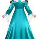 Girls Princess Costume One Shoulder Fancy Dress Gowns with Accessories for Halloween Cosplay
