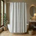Grey Linen Look Shower Curtain | 230 GSM Heavyweight Textured Fabric | Waterproof Coated | Weighted Hem & Metal Grommets | Farmhouse Boho Modern Bathroom Decor | 72 X 72