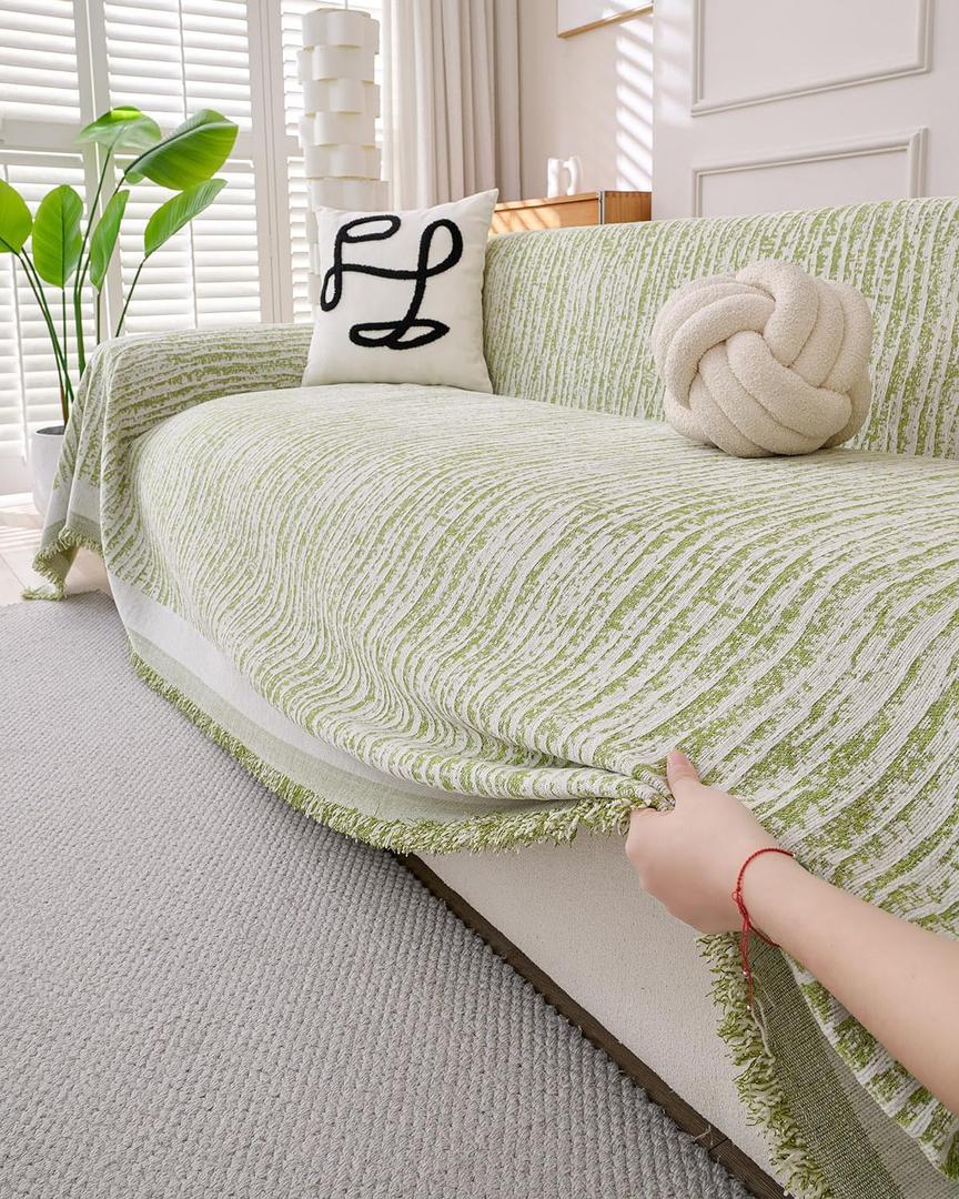 Erke Couch Cover Sheet Blanket, 3-Seat Small Size Sofa Cushion Slip Covers, L Shape Sectional Furniture Decor Protector, Machine Washable Chenille Slipcover for Pets Dogs Cats