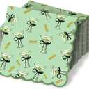 Dunzoom 100 Pcs Martini Cocktail Napkins a Tini Bit Older Birthday Decorations Scalloped Disposable Paper Napkins Espresso Martini Party Supplies for Bachelorette Party Decorations (Cute,Green)