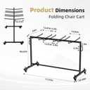 Folding Chair Rack, Folding Chair Storage Cart for 42 Chairs or 12 Tables with Locking Rubber Wheels, 400 LBS Capacity for Weddings & Events, Includes Dust Cover & Elastic Cords, 71"L x 33"W x 40"H