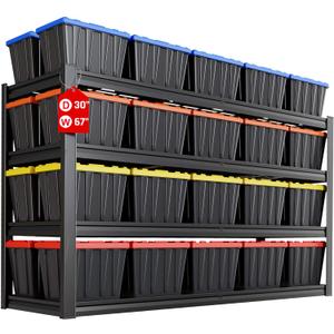 67" Wide Garage Shelving Unit, 30" D Heavy Duty Garage Storage Shelves,3500 LBS Capacity, Industrial Adjustable Shelves for Basement, Kitchen, Warehouse