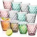 Lawei Pack of 12 Plastic Water Tumblers, 10 Oz Unbreakable Premium Drinking Glasses, Stackable Acrylic Reusable Juice Wine Cups for Dinner, Home, Restaurants, BPA Free