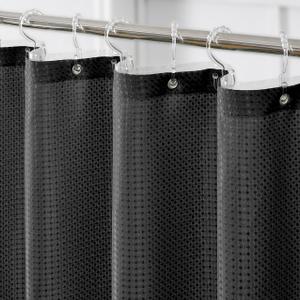 QiyI 3 in 1 Waffle Shower Curtain Set with Liner, Black, 72 x 84