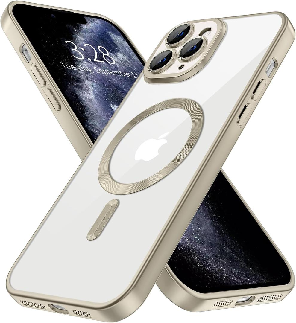 Hython Magnetic Clear for iPhone 11 Pro Case with Camera Lens Protector [Compatible with MagSafe] Luxury Plating Edge Slim Soft TPU Cover Protective Phone Case for iPhone 11 Pro 5.8", Matte Gray