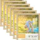 8x10 Picture Frame Set of 6, 100% Solid Wood Photo Frames with HD Shatter-Resistant Plexiglass, Wall Hanging & Tabletop Display, Natural
