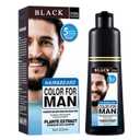 Men's Mustache & Beard Dye for Gray Hair Coverage - Natural Black Color in 5 Minutes, Easy Application Shampoo for Facial Hair 200ml