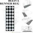 Beeiva Checkered Print Washable Rug Runners for Hallways Non Slip 2.5x10, Ultra Thin Black Kitchen Runner Stain Resistant Hallway Runner Rug 10 ft, Checkerboard Carpet for Bathroom Entryway Decor