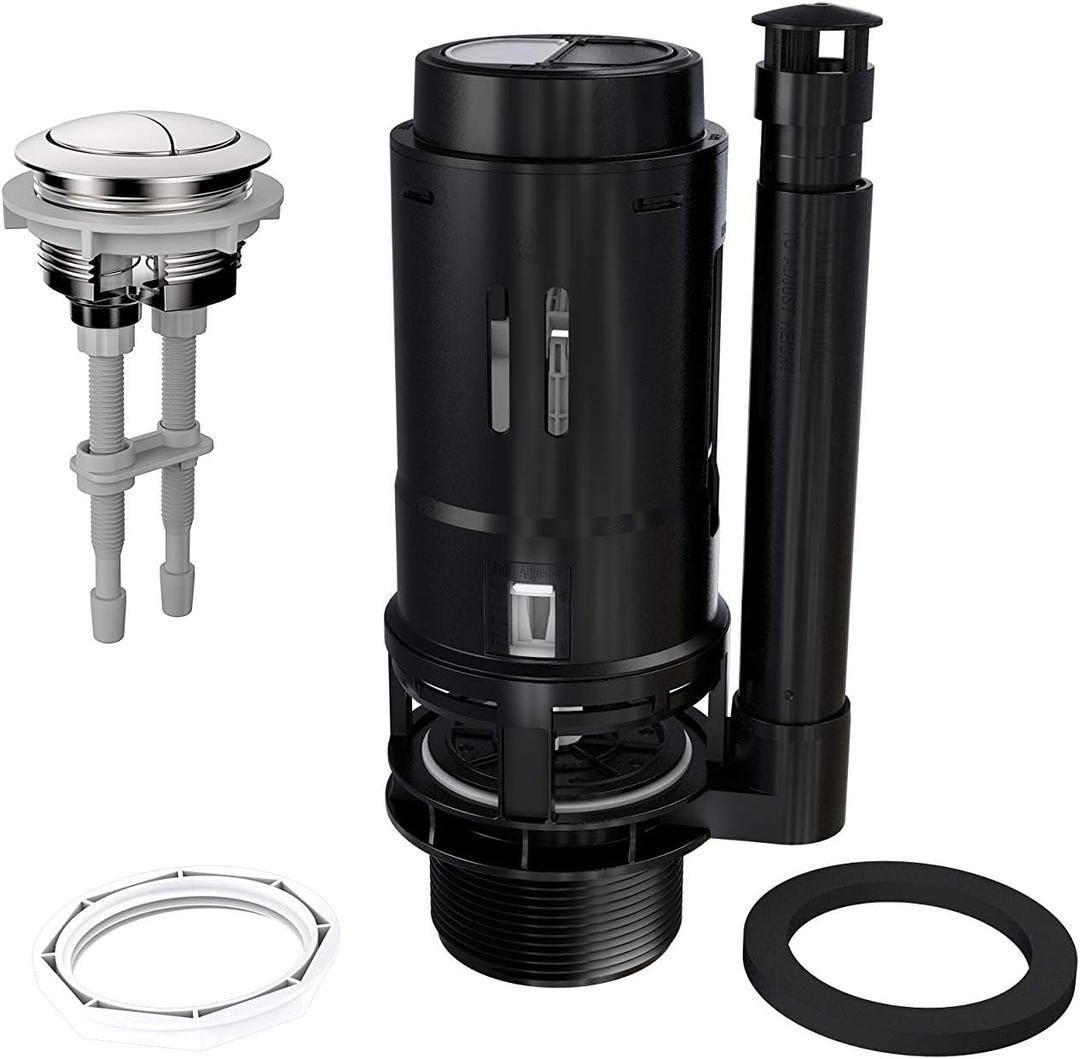 R&T A2422M 3-Inch Dual Flush Valve with Push Button Dual Flush Toilet Repair Kit Toilet Tank Parts Replacement for 2-piece Toilet (3-Inch Drain Outlet)