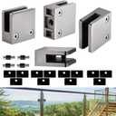 Glass Clamp4PCS Adjustable Glass Shelf Bracket, 1/3 "-1/2 " 304 Stainless Steel Glass Clamps, Glass Clamp Bracket is Suitable for Railing, Stairs, Glass Wall, All Kinds of Glass (Silver-4pcs)