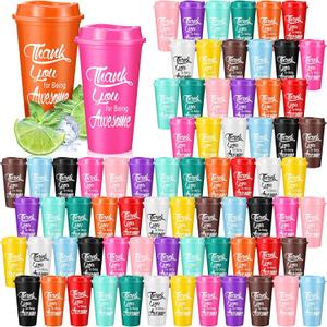 72 Teacher Appreciation Gifts in Bulk 16 oz Plastic Reusable Coffee Cups Employee Appreciation Tumblers with Lids Thank You Gifts for Coworkers Team Staff Volunteer Nurse (Corlorful)