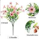 ATTGREAT Artificial Flowers Outdoors Faux Plants UV Resistant Fake Flowers Daisy 12 Bundles Plastic Greenery Plnats Outside for Garden Planter Patio Porch Spring Summer Home Home Decor, Pink