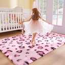 BENRON Soft Rugs for Girls Kids Bedroom 3x5, Fluffy Leopard Cheetah Print Rugs for Living Room Dorm Nursery Home Decor, Pink