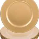 12 Pack Gold Charger Plates 13 Inch Plastic Round Beaded Decorative Charger Plates Gold Plate Chargers Reusable Dinner Chargers for Wedding, Party, Catering Event, Elegant Tabletop Decor