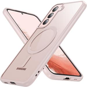 OWKEY Case for Samsung Galaxy S22 Plus,Magnetic Galaxy S22 Plus 5G Phone Case [Compatible with MagSafe] Slim Translucent Shockproof with Anti-Fingerprint Bumper Cover for Samsung S22 Plus (Pink)