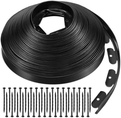 Landscape Edging 2 Inch Tall 100 FT, Garden Edging Border with 5 Pcs Connectors and 60 Pcs Anchoring Spikes for Garden Flower Beds Yard Lawn