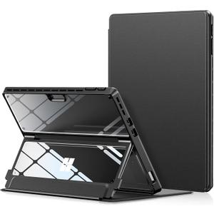 INFILAND Microsoft Surface Pro 11/10/9 Case, Military-Grade Drop Protection High Clearity Case Leather Cover Designed for Surface Pro 11th Edition AI, Work with Type Cover Keyboard, Black